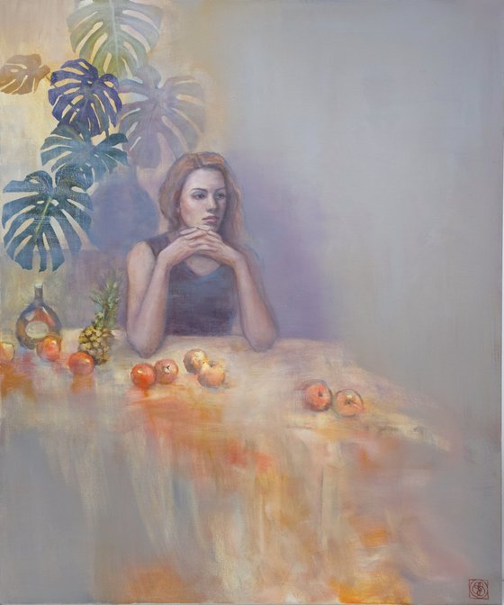 Thoughtful Portrait with Still Life