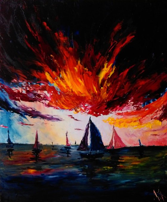 The last sunset, Free Worldwide Shipping, 60x70 cm