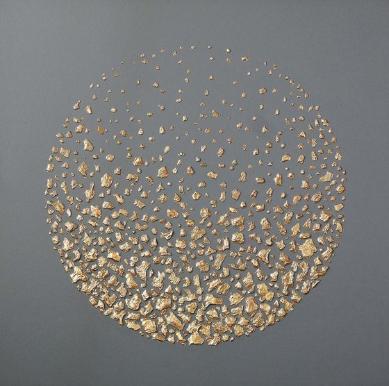 "Meteorites" Black gold space textured art
