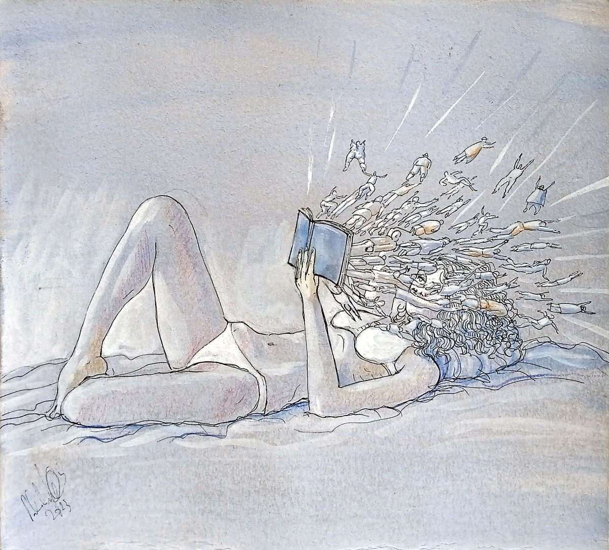 Illustrative Portrait Ink Drawing By Paolo Beneforti, 10 X 10", Another Blast Of Characters, Original Artwork