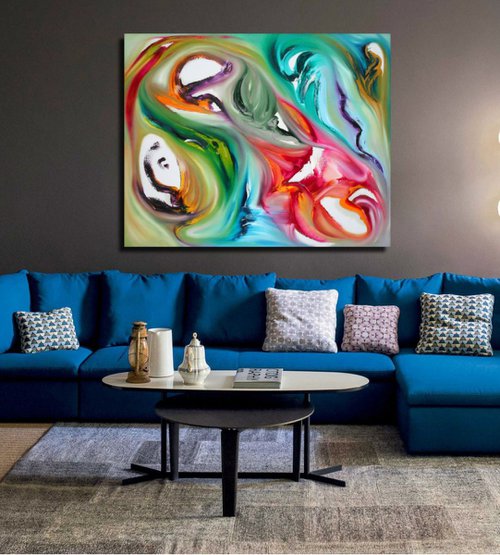 Infinity, 100x80 cm, LARGE XXL, Original abstract painting, oil on canvas by Davide De Palma