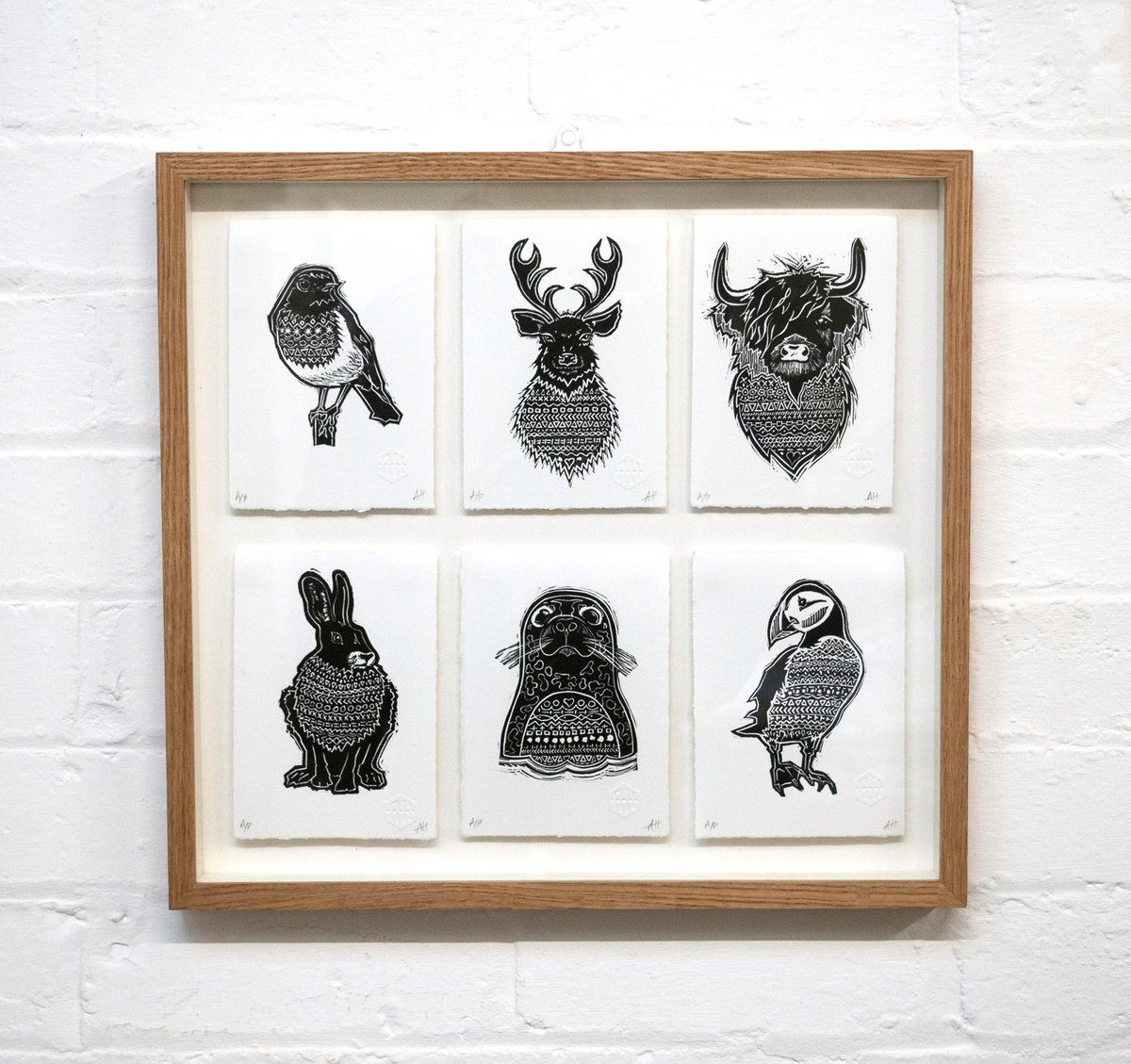 Set of 6 Animal Lino Prints by AH Image Maker