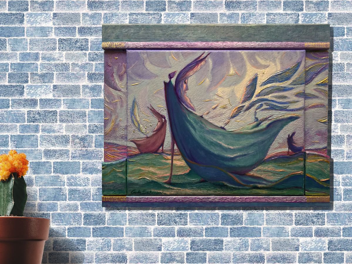 - THE ANGELS OF THE TIDES - ( framed 3D effect, Triptych) by Carlo Salomoni