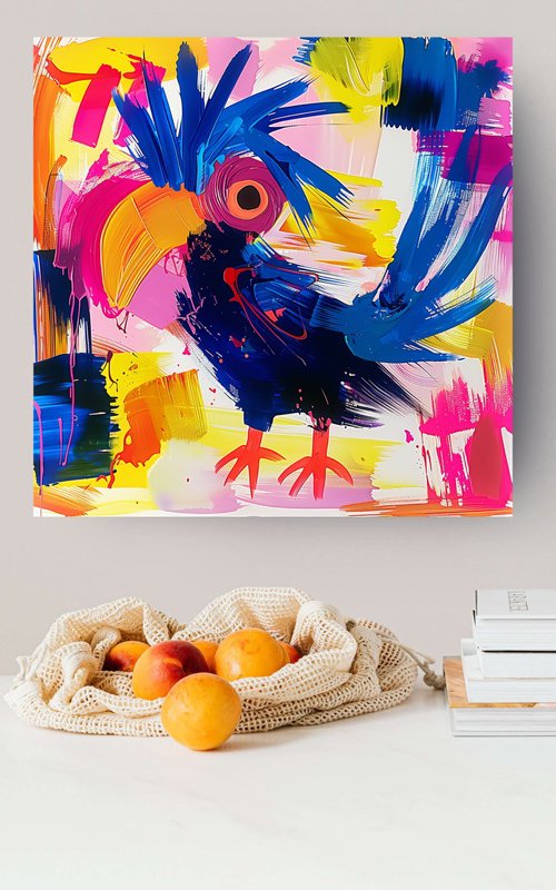 Whimsical Bird in a Color Storm by Kristina Kalle