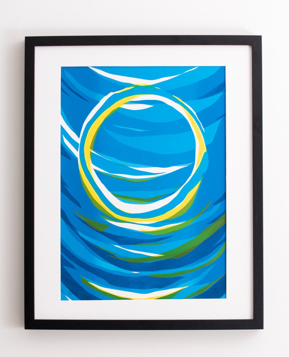 Gold circle on blue by Marcus Gavin