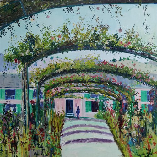 Impressionist landscape of the garden of Giverny 'Floral Walk' by Linda Clerget