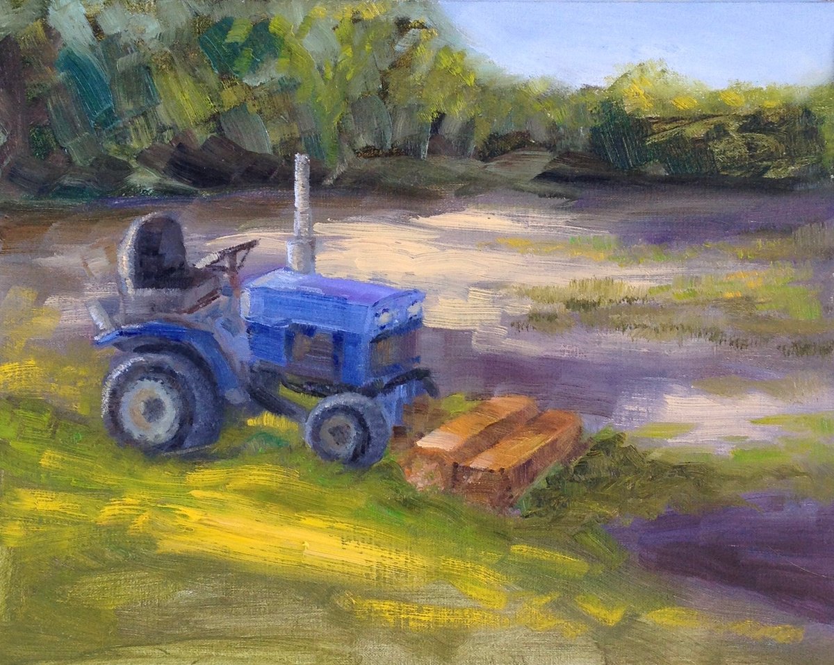 Impressionistic Landscape Oil Painting By Vera Klimova, 16 X 13", Danube Park, Original Artwork