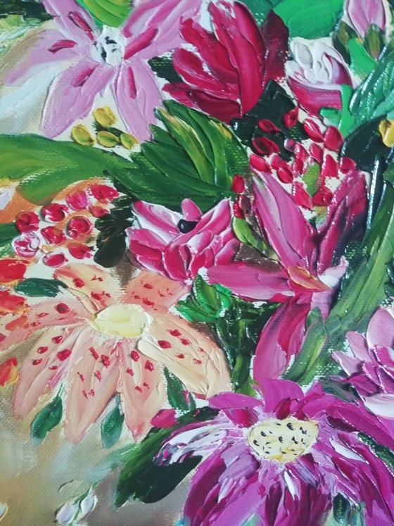 Bouquet of June, floral still life, flowers, original oil painting