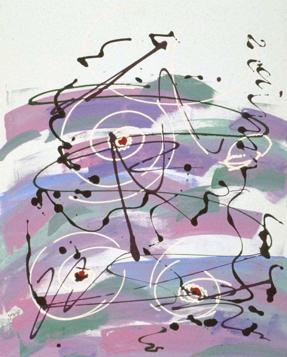 Abstract Acrylic Painting By Carolyn Shoemaker (Soma), 22 X 28, Whimsy, Original Artwork