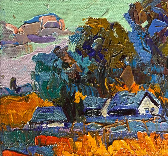 Autumn village evening