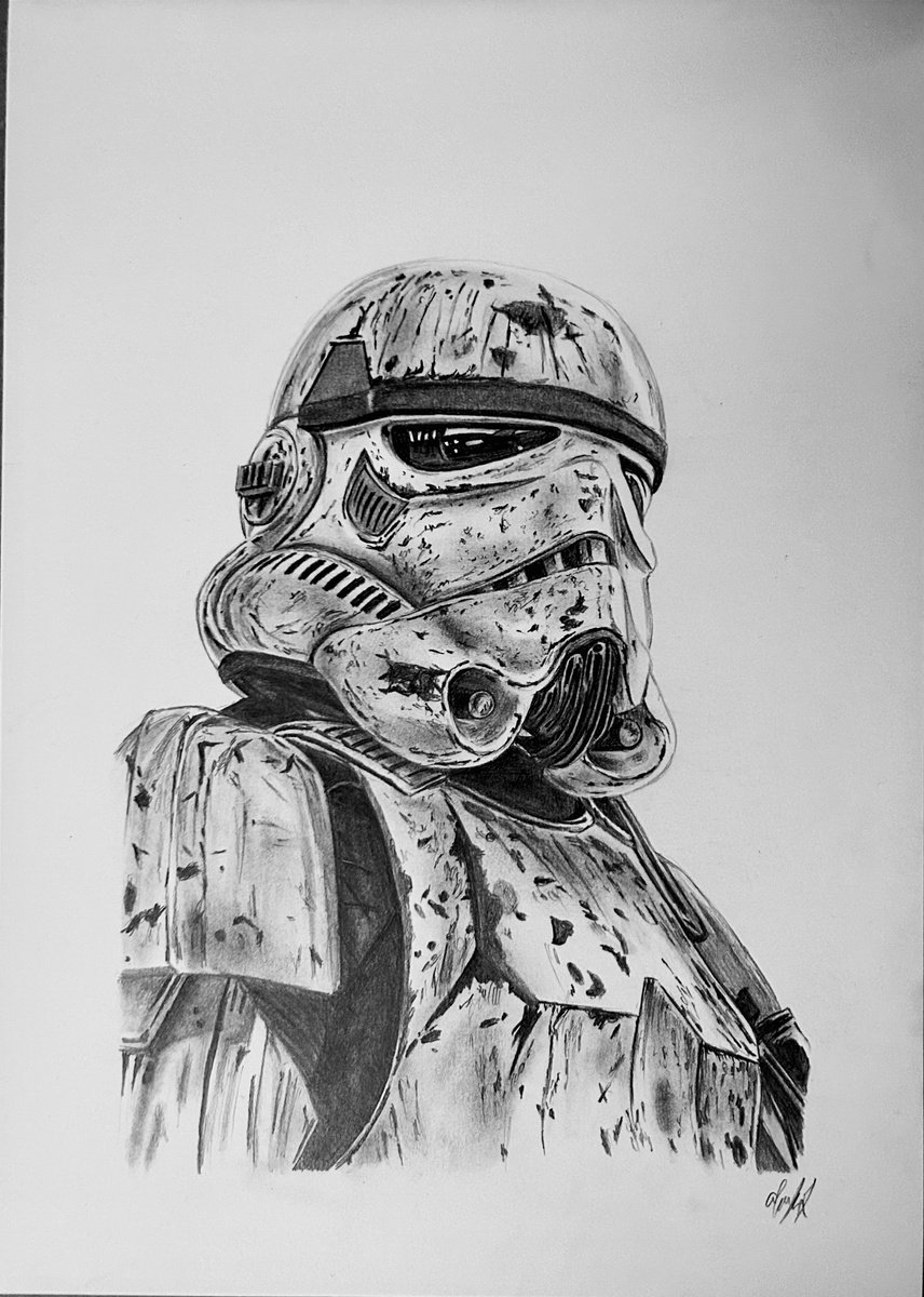 Photorealistic Portrait Pencil Drawing By Amelia Taylor, 8 X 12, Storm Trooper, Original Artwork