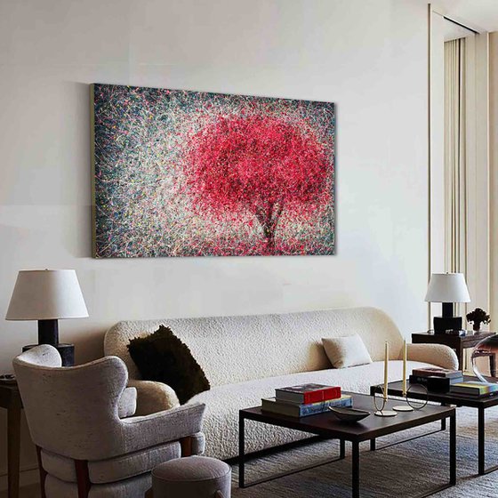 Sakura Flowers blooming Pink tree Love painting Cherry Blossom Pink dream For lovers