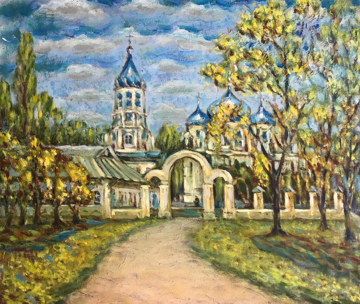 Impressionistic Landscape Oil Painting By Ivan Shapoval, 28 X 24, Church Of The Nativity Of The Virgin In Bilopol Region, Artfinder