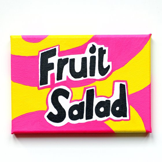 Fruit Salad Retro Sweets Pop Art Painting On Miniature Canvas