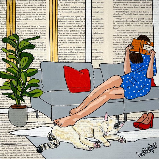 Cat Capers Light Reading 30cm x 30cm