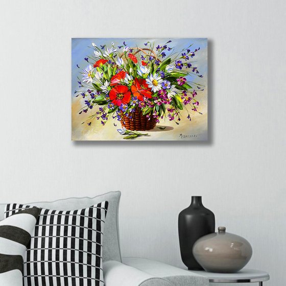 A basket of wildflowers