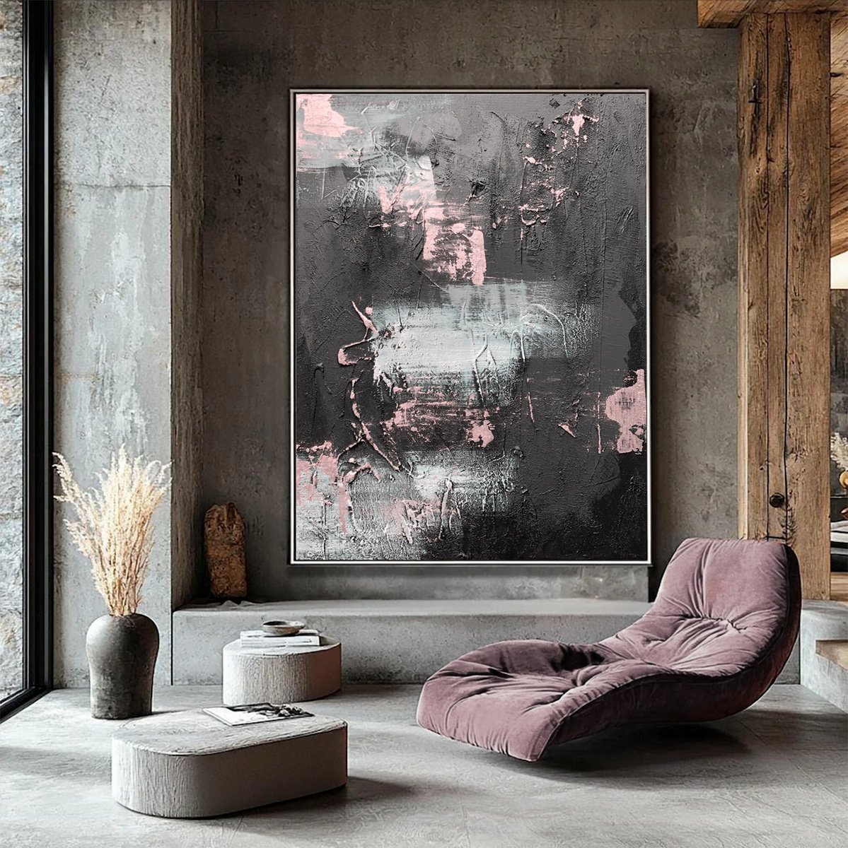 Black Pink Abstract Flashes By Indie Ru, 57 X 81, Artwork For Sale On Artfinder