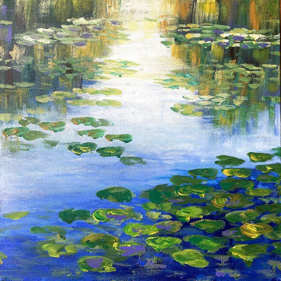 Blue Pond and Waterlily Pads