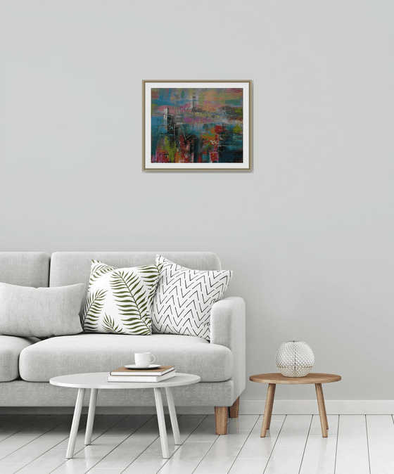 Illusory Landscape, abstract landscape original paintings on canvas, 50x60 cm, ready to hang art