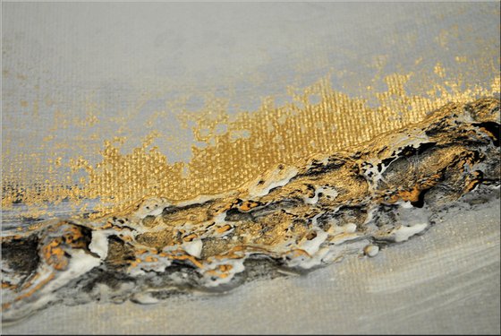 Golden Eternity - Abstract- Painting- Acrylic Canvas Art - Wall Art - Framed Art - White Gold Art - Modern Art