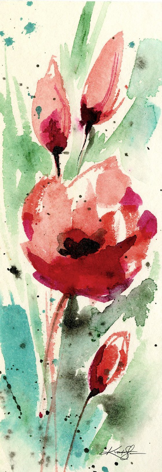 Poppy Love Collection 6 -  4 Watercolor Flower Paintings by Kathy Morton Stanion