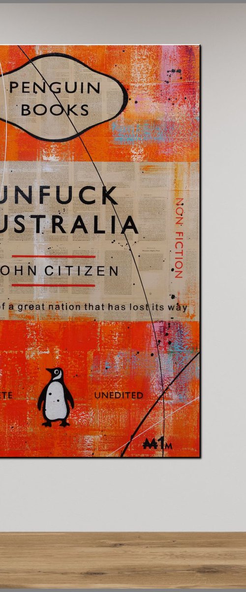 Australian Unfucker 140cm x 100cm Unfuck Australia Book Page Urban Pop Art by Franko