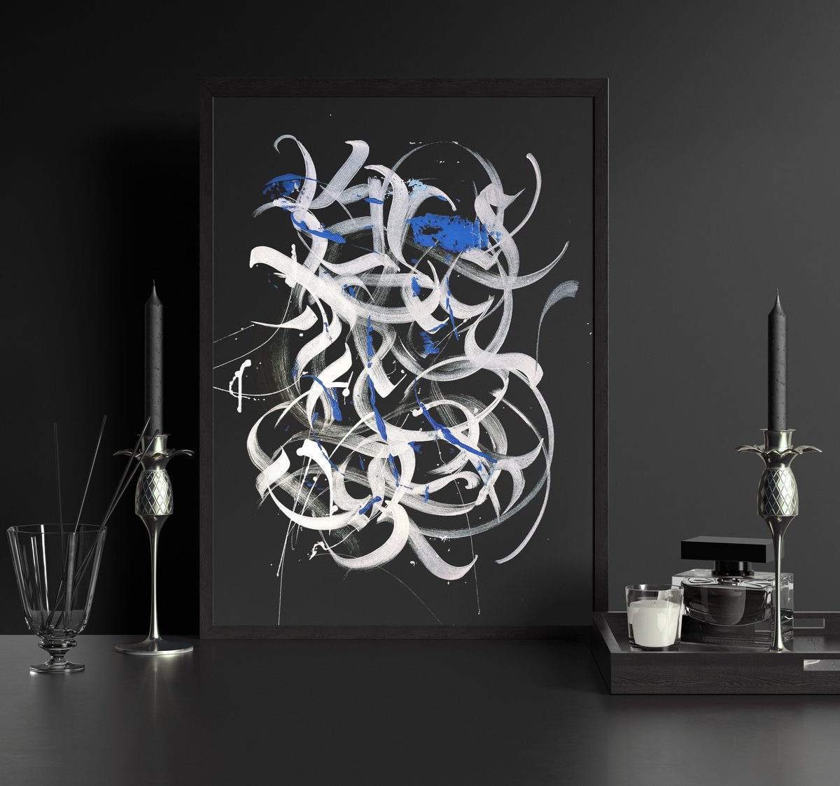 50x70 cm - Abstract painting. Abstract art 54. Abstract calligraphy art. Abstract expressi... by Makarova Abstract Art