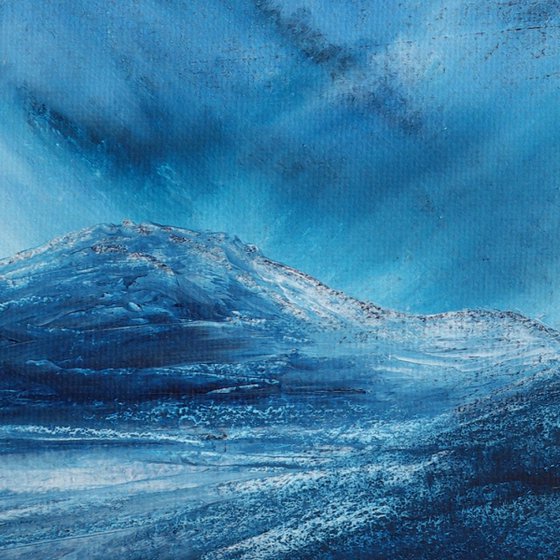 Skifter, landscape of a winter mountain snow in cool blue