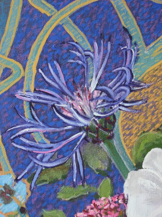 Mixed Flowers in a Green Vase