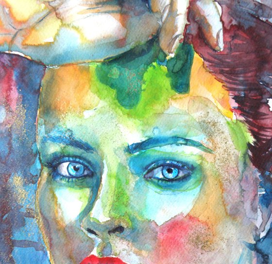 Colorful girl with gold