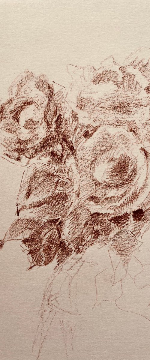 Roses #3 2020. Original charcoal drawing by Yury Klyan