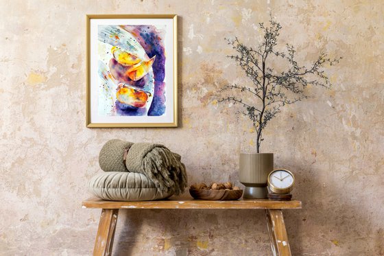 Sunny still life - expressive original watercolor