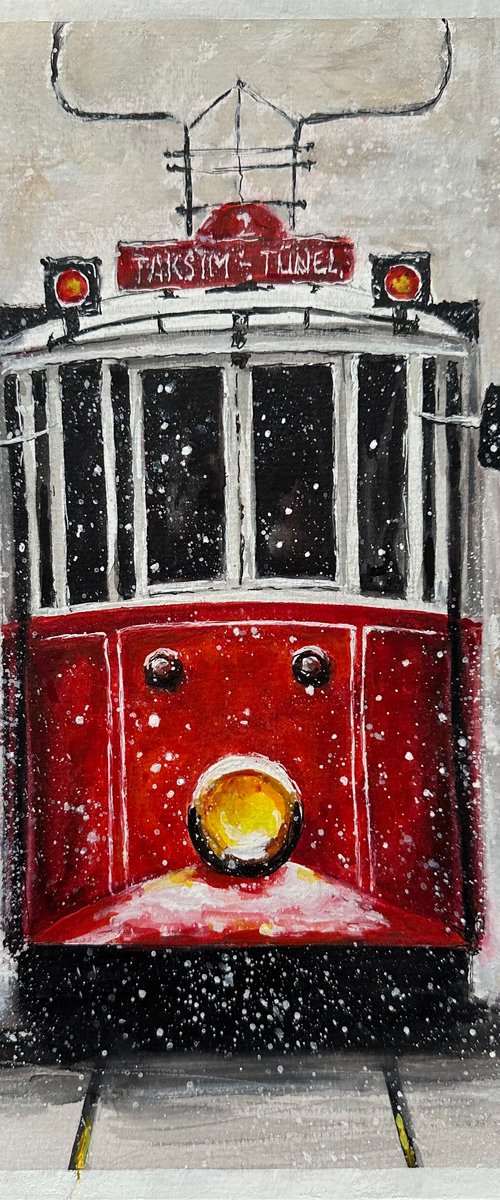 Red Tram in Istanbul by Irina Magon
