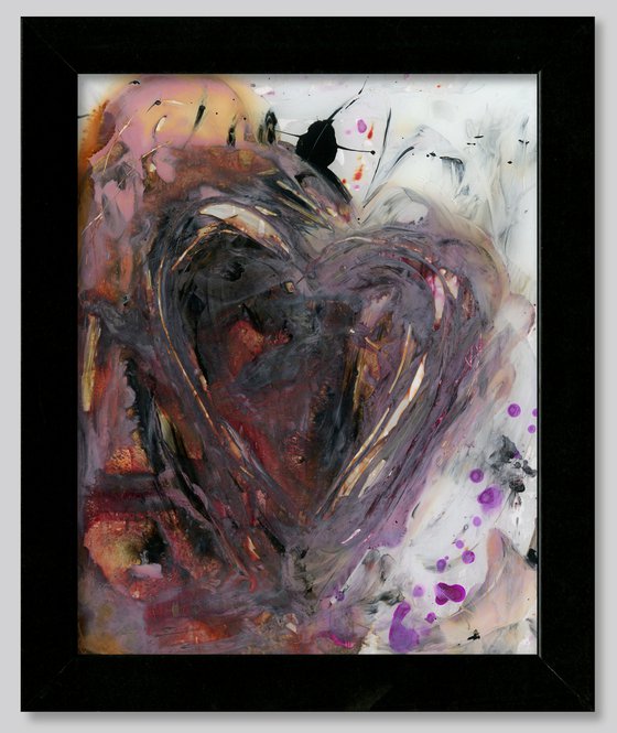 Songs Of The Heart 4 - Framed Mixed Media Abstract Heart painting by Kathy Morton Stanion