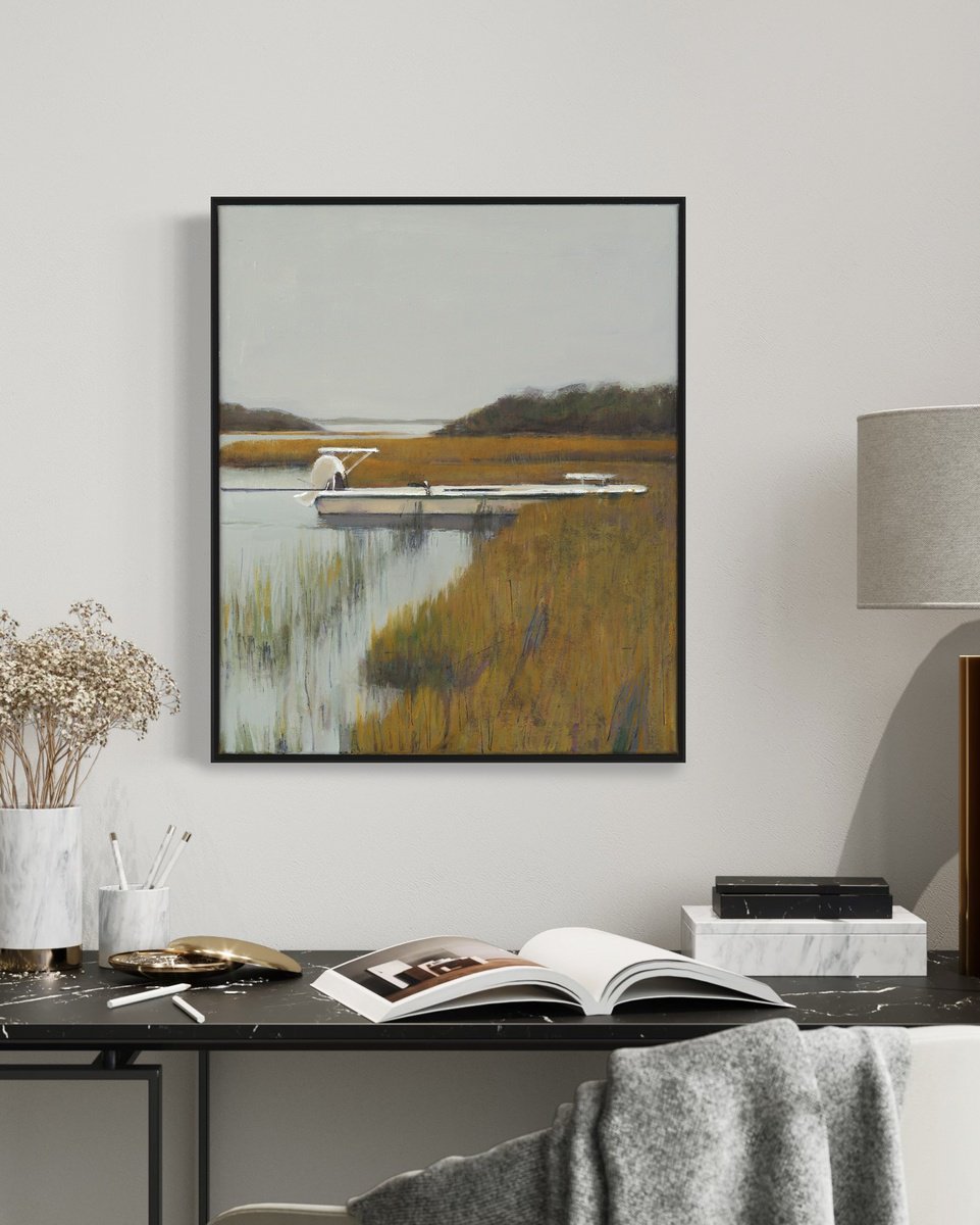 Impressionistic Landscape Oil Painting By Bo Kravchenko, 21 X 25, Great Grey Mood, Original Artwork