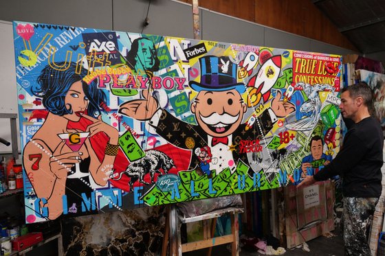 Monopoly Buy or Sell 270cm x 120cm Monopoly Man Textured Urban Pop Art