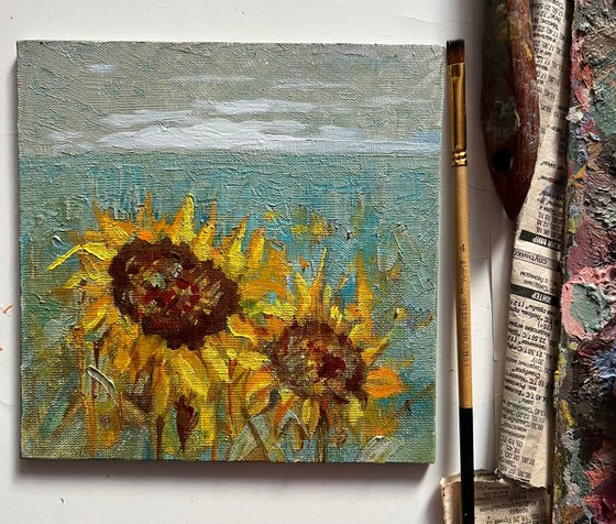 Ukrainian artwork Sunflower on the field
