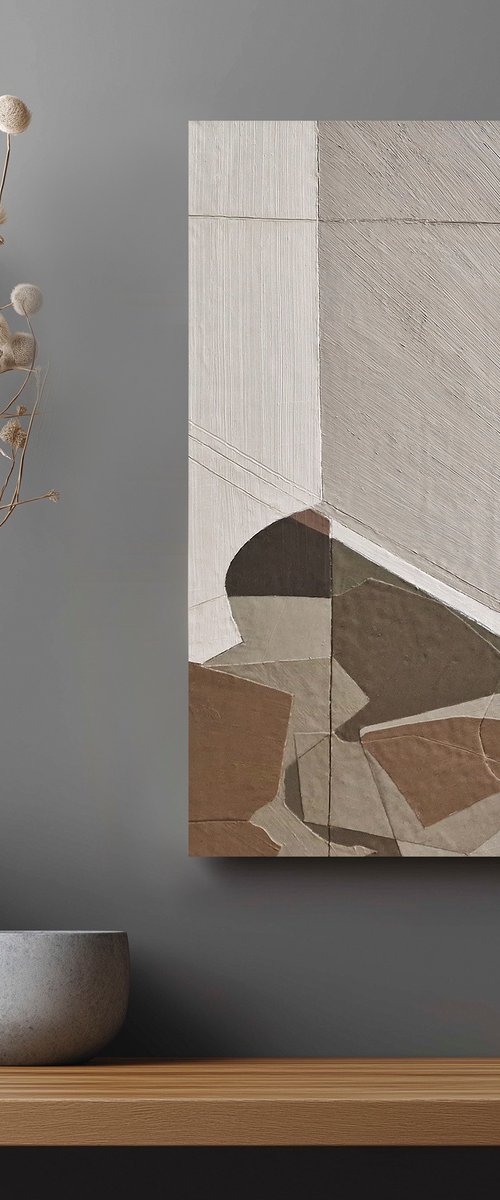 "Bella 3" Geometric brown beige art by Marine