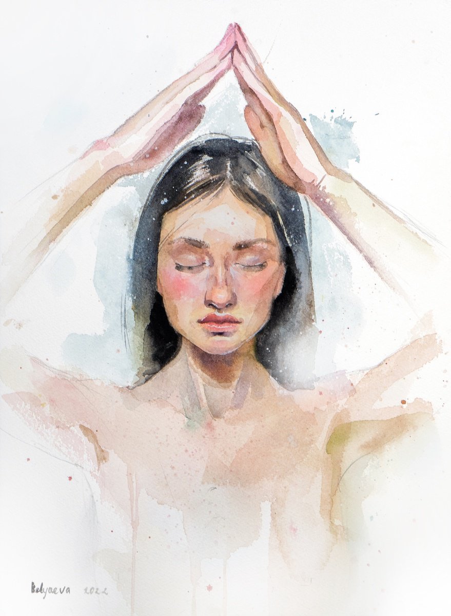 Impressionistic Portrait Watercolour By Belyaeva Oleksandra, 3 X 3, In My House, Original Artwork