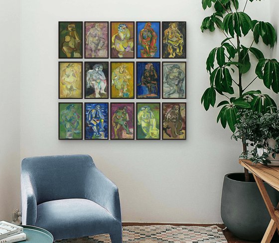Nude paintings original art set