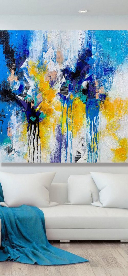Never Look Back - XL LARGE,  TEXTURED ABSTRACT ART – EXPRESSIONS OF ENERGY AND LIGHT. READY TO HANG! by Julijana Ravbar