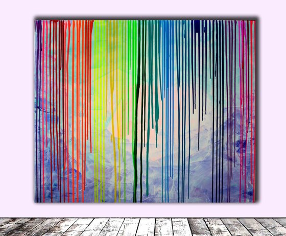 When a Rainbow Cry - XL Big Painting, FREE SHIPPING FOR ALL DESTINATIONS - Large Painting - Ready to Hang, Office, Hotel and Restaurant Wall Decoration