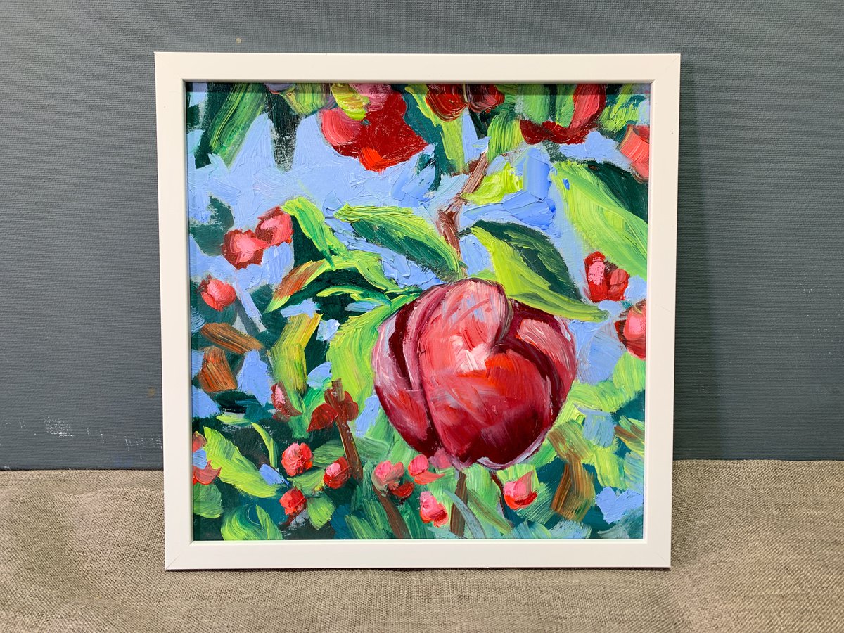 Apple garden, fruits, Landscape. Original impasto, Palette knife oil painting. Framed. by Vita Schagen