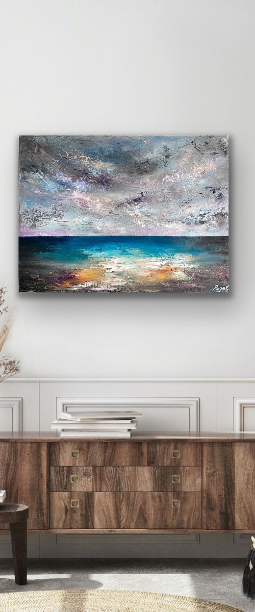 Light at the end of the tunnel 2 - Landscape Painting by Pooja Verma