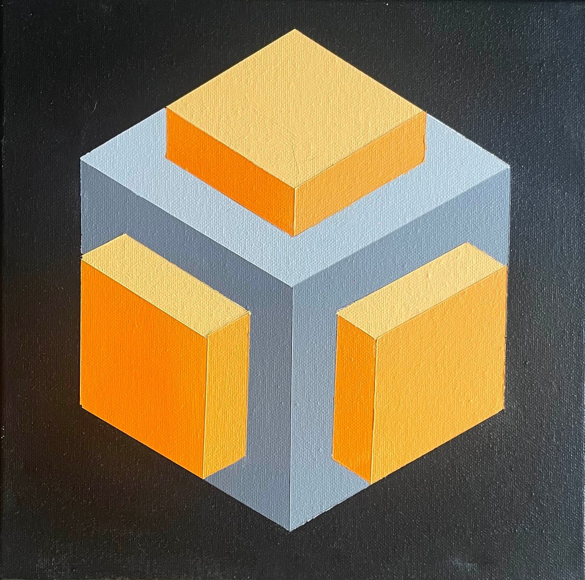 Geometric Abstract Acrylic Painting By Dominic Joyce, 12 X 12, Unstable Element, Original Artwork