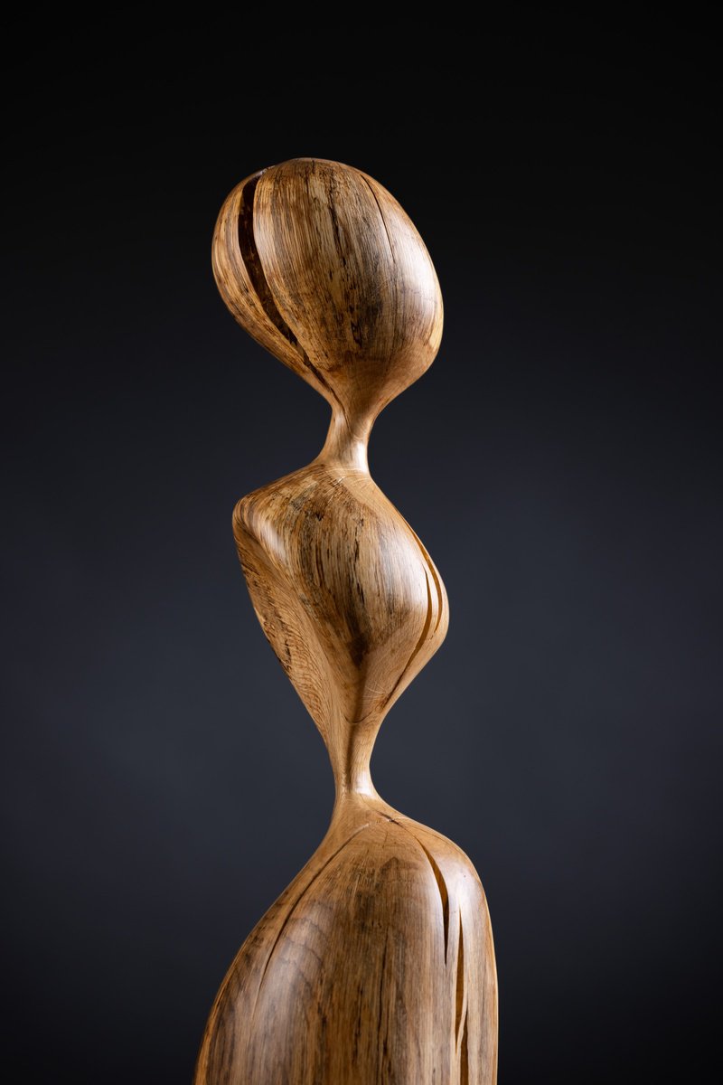 Organic Abstract Wood Sculpture By Robert Houser, 8 X 34", Untitled, Original Artwork