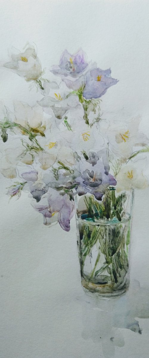 Bouquet of bluebells. Original watercolour painting. by Elena Klyan