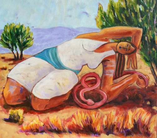 Sitting With a Snake by Lorie Schackmann