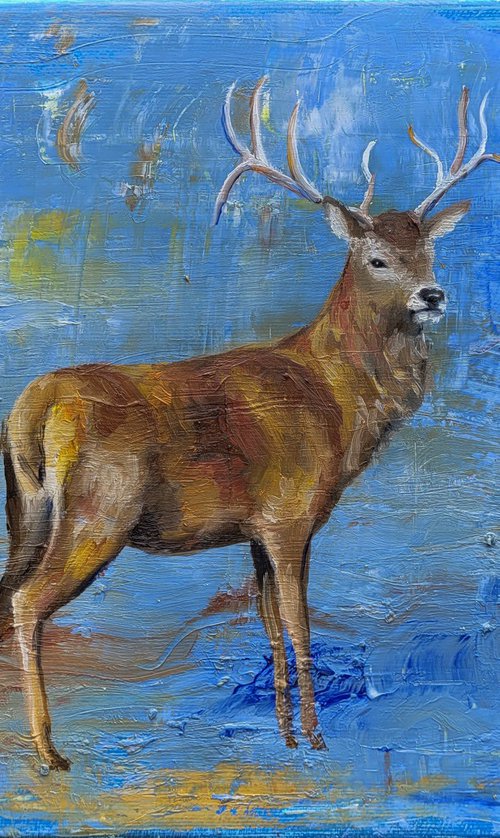 Stag on an abstract background by Lisa Braun