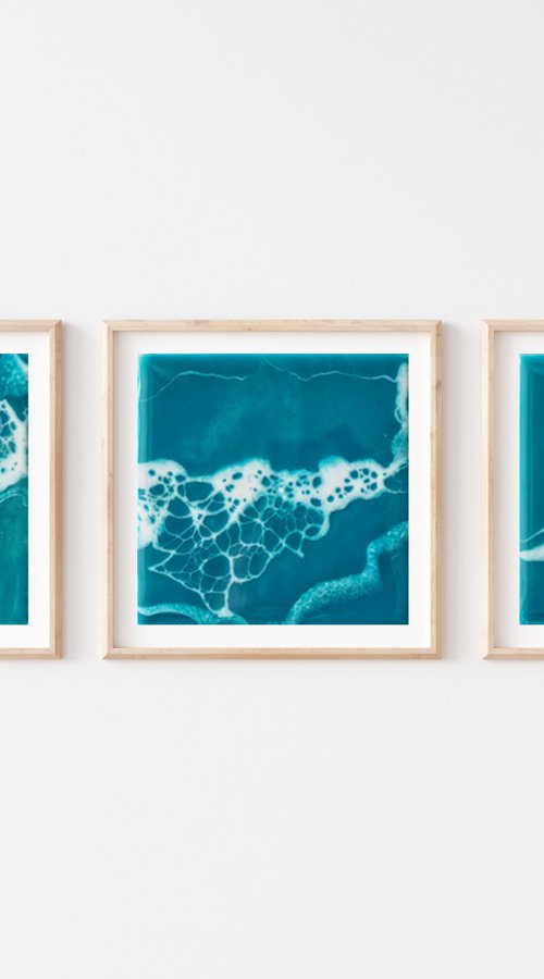 Seascape trio - set of 3 original artwork, triptych by Delnara El